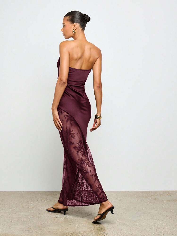 AiiRZ Strapless Maxi Dress With Lace Insert