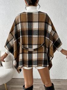 RosyDaze 女士时尚休闲格子罩衫，修身轻便外套，适合秋冬季 - 彩色 - 查看 2