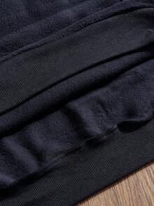 Manfinity VCAY 男士休闲字母刺绣连帽衫，秋冬季，弹力长袖上衣 - 黑色 - 查看 10