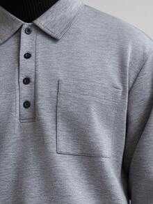 HUEFORM Męska, swobodna, jednokolorowa bluza zapinana na guziki i skrócona wersja. Elastyczny materiał podkreśla figurę i nadaje się do noszenia zarówno na zewnątrz, jak i wewnątrz. Bluzka męska z długim rękawem. - Ciemnoszary - Zobacz 8