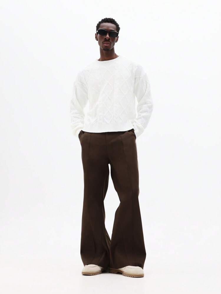 Flare Fit Smart Pants With Pintuck Details