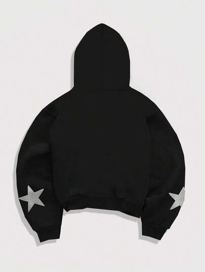 Street Life Sweat-shirt à capuche avec cordon de serrage pour hommes, motif étoile à cinq branches polyvalent et décontracté