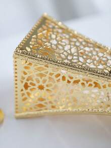 Laser Cut Iron Incense Burner Arabic Style Home Decor Fragrance Diffuser Safety Base Living Room Centerpiece Adult Use Elegant Display Holder Natural Aromatherapy - Gold - View 6