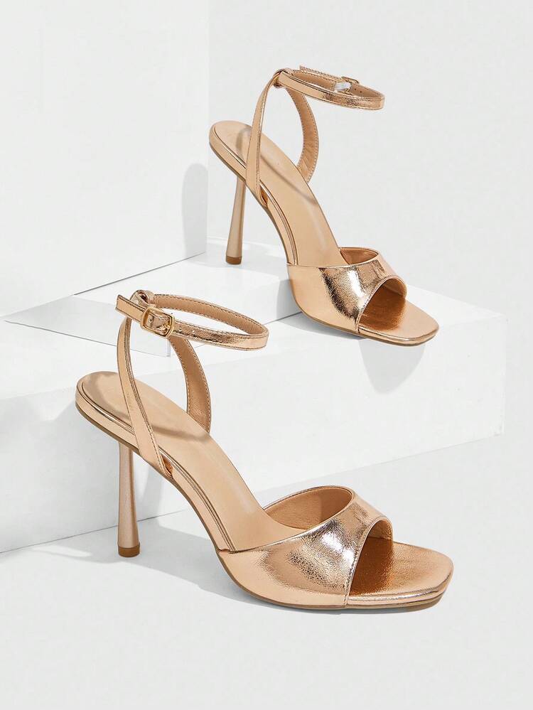 CUCCOO SZL Sandalias de tacón de aguja y dedo abierto con tirantes, color champán, sexy, para mujer. Moda para el trabajo, citas, fiestas, bodas y vacaciones