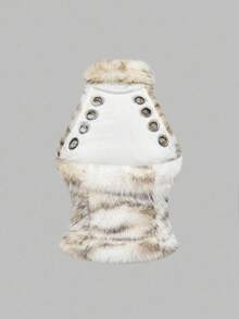 ROMWE Grunge Punk Spring Carnival Party Sexy Vixen Metal Grommet Animal Print Fuzzy Halter Crop Top - Multicolor - View 2