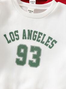 SHEIN 6件套男婴休闲运动可爱字母印花长袖卫衣和松紧腰长裤运动套装 - 彩色 - 查看 5