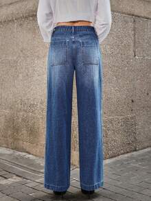 Selenza Women's High Waist Retro Fashion Casual Washed Straight Leg Jeans