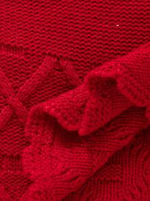 3件套婴儿酒红色毛衣套装：荷叶边领蝴蝶结毛衣+新生儿打底裤+帽子，可爱休闲风红色婴儿针织套装，女婴红色针织套装，女婴圣诞套装，红色婴儿套装，女婴冬季服装套装，红色女婴套装，女婴针织套装，婴儿套装，秋冬季两件套，女婴保暖套装，两件套婴儿套装 - 酒紅色 - 查看 7