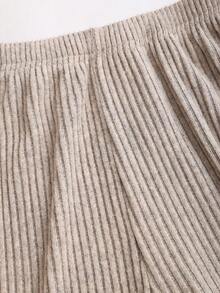 Sweetra 优雅复古风格女式两件套，垂坠领口设计，简约时尚，修身直筒剪裁，适合休闲、工作和日常穿着，秋冬 - 杏色 - 查看 3