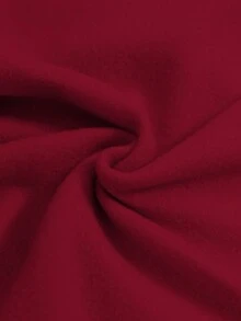 SHEIN EZwear 可爱黑猫偷窥图案休闲简约酒红色圆领加厚宽松长袖卫衣，适合秋冬季新年派对 - 酒紅色 - 查看 6