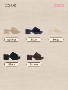 CUCCOO BASICS Sandalias de tacón alto con suela gruesa color albaricoque, de moda para ir al trabajo, de compras, citas y fiestas