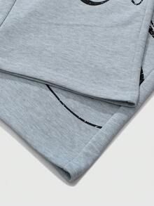 ROMWE MEN Street Life Men's Casual Letter Graphic Drawstring Waist Sweatpants - Grey - View 5