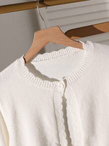Girls' Short Bow-Knot Cardigan, Suitable For Travel, Gatherings, Back To School - White - View 5