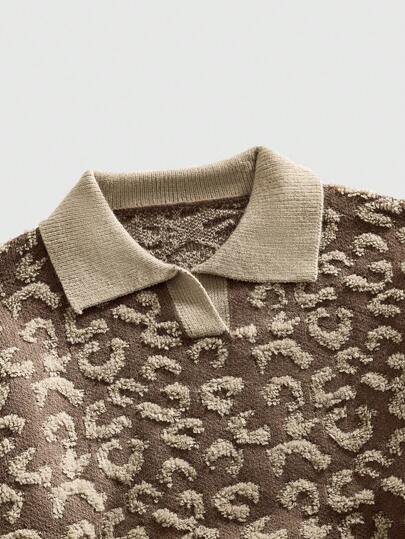 Street Life Suéter de cuello de polo de manga larga con estilo vintage para hombre