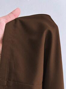 SHEIN Elenzya Bộ vest nữ thanh lịch lãng mạn cổ bẻ không tay cỡ lớn - Cà phê nâu - Xem 7