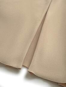 Maweii Women's Elegant Solid Color Stand Collar Fitted Waist Sleeve Slit Plus Size Wool Coat For Autumn And Winter, Suitable For Going Out, Parties, And Layering.Summer,Sexy,Vacation,Leopard,Cheetal Christmas, And New Year's. - Apricot - View 7