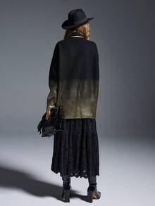 MYSTAURA Sweater Rajut Ombre Modis untuk Wanita, Cocok untuk Beraktivitas Sehari-hari, Musim Gugur/Dingin - Hitam - View 2