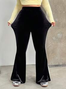 SHEIN EZwear 大码撞色休闲日常裤 - 黑色 - 查看 6