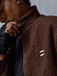 NEON BLANC Men's Casual Zip-Up Sherpa Fleece Long Sleeve Jacket, Autumn/Winter,Fleece - Burgundy - View 6