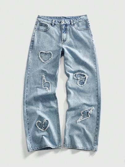 Street Life Jeans aus hellem Denim mit gesticktem Aufnäher, lässiger Stil