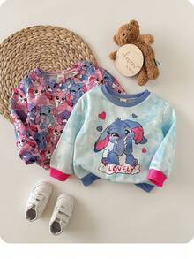 SHEIN Babygirl 可爱卡通图案休闲长袖卫衣，秋冬 - 彩色 - 查看 3