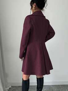 Selianne 女士休闲纯色双排扣收腰大衣，秋冬