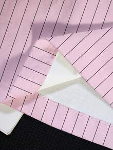 LOONEY TUNES X SHEIN 大码夏季休闲条纹字母和卡通图案短袖T恤 - 白色 - 查看 6