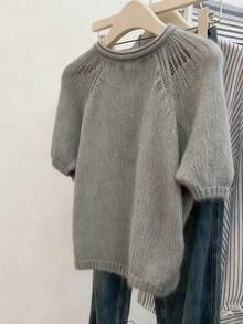 Resyla Women's Solid Color Minimalist Daily Wear Long Sleeve Crew Neck Knit Top - Grey - View 2