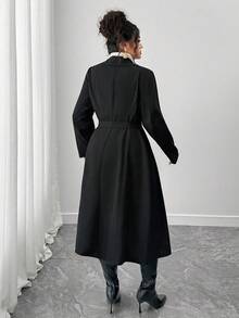 Elenzga Mai fuori moda: Gotico Prep con un tocco di Mercoledì. Abbraccia la tua moda femminile dark interiore. Cappotto nza da donna taglie forti stile 2025, sciarpa in chiffon patchwork stile Old Money, adatto per il ritorno a scuola, laurea, San Valentino, festival musicali, festa delOgnissanti Halloween, Ringraziamento, Pasqua, festa nazionale, gala, appuntamenti, stagione di matrimoni, escursioni all'aperto - nero - Visualizzare 2