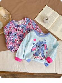 SHEIN Babygirl 可爱卡通图案休闲长袖卫衣，秋冬 - 彩色 - 查看 2