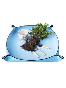 1 tấm thảm thay chậu cây màu đen có thể gấp gọn, chất liệu PE dày, chống thấm nước, dùng cho chậu cây cảnh trong nhà, dễ dàng vệ sinh, chăm sóc cây mọng nước, đệm chậu lớn - Màu xanh lam - Xem 5