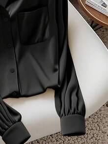 Franclia Camisa elegante y de moda de unicolor con botones para mujer