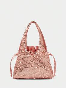 SHECARRY Women's Fashion Sequin Tassel Hem Handbag - Champagne - View 7
