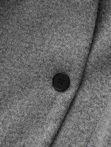 Franclia 女士优雅 V 领修身羊毛混纺大衣，灰色收腰办公室/工作正式长袖夹克，搭配羊毛混纺短裤，百搭秋冬商务/休闲装