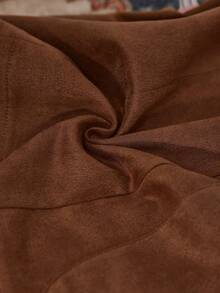 LanaWest Setelan Jaket Blazer Wanita Gaya Western Vintage Warna Cokelat Koin + Rok Model A-Line - Coklat - View 7