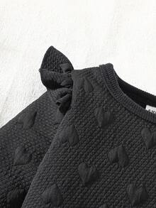 SHEIN Babyflickors set med långärmad topp och byxor, höst/vinter - Svart - Visa 7