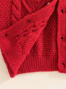 SHEIN Infant/Toddler Boys' Casual Fitted Long Sleeve Crew Neck Cardigan Sweater