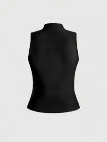 ROMWE Avant Chinese Style Tiger & Bamboo Leaf Calligraphy Print Women Tank Top - Multicolor - View 2