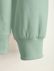 INAWLY 女士连帽拉链卫衣，字母印花图案，休闲外套，适合教师、返校、毕业、日常穿着、冬季外套，时尚百搭，绿色 - 綠色 - 查看 5