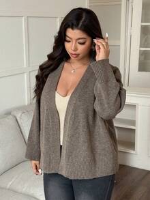 Dazy Plus Cardigan oversize da donna con orlo asimmetrico, scollo a V e laccio anteriore, maglia larga, adatto per autunno/inverno