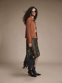 Florisole 女士优雅休闲珍珠缀饰单排扣长袖夹克