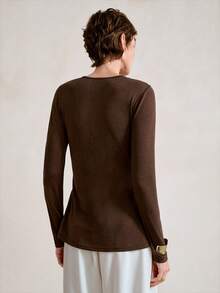 Aalyst Camiseta de manga larga ajustada con diseño de volantes en el cuello, elegante y formal para oficina, color marrón, adecuada para Halloween, Navidad, Día Nacional de Arabia Saudita, fiesta de Año Nuevo, ceremonia de graduación, cosplay - Marrón - Ver 2