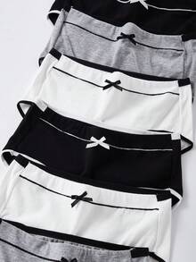 Bragas cómodas con decoración de lazo y control de abdomen de talle medio para adolescentes - Multicolor - Ver 4