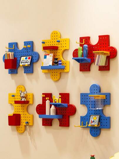 Joivida 3件套钉板，带挂钩和配件，壁挂式收纳架，适用于卧室、浴室和书房，钢板结构，白色钢板背衬，适用于双室工艺室和车辆存放室，易于安装的浴室收纳架