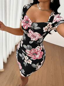 SHEIN Lady 毕业礼服女式毕业礼服白色毕业礼服毕业装节日服装婚礼宾客礼服女士生日礼服女士商务休闲女士节日 - 黑色 - 查看 5
