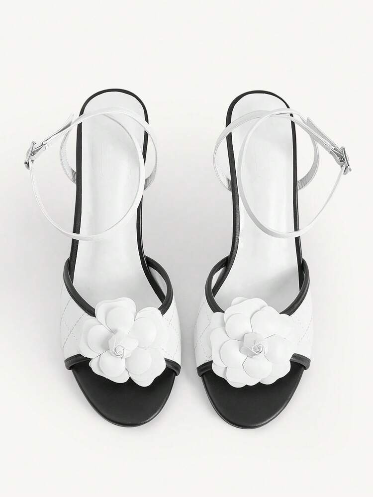CUCCOO CHICEST Women's 3D Floral Decor Fashion Daily Wear High Heel Sandals