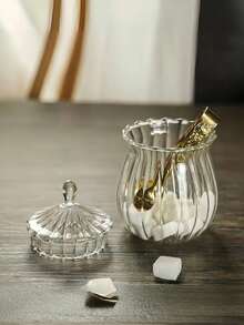 Madebyblanc 1 件欧式玻璃透明方形糖罐创意茶叶、咖啡豆、干果储存罐 - 彩色 - 查看 2