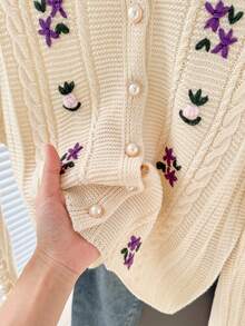 Modelyn Women's Casual Hand-Crocheted Cardigan, Autumn/Winter - Apricot - View 5