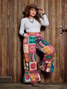 EMERY ROSE Plus Size Women's Colorblock Print Casual Jeans Spring Summer  Vacation - Multicolor - View 6