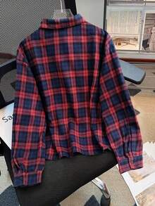 SHEIN Clasi Camisa a cuadros de otoño casual y de uso diario para mujer - Multicolor - Ver 2